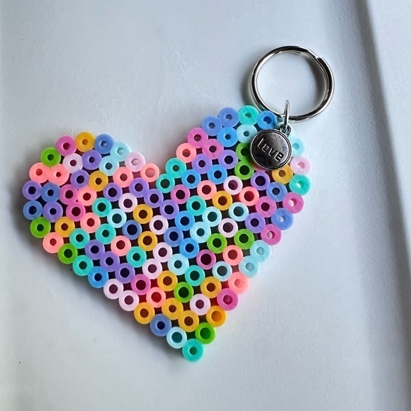 Heart Love charm keychain handmade Perler bead - Picture 6 of 6